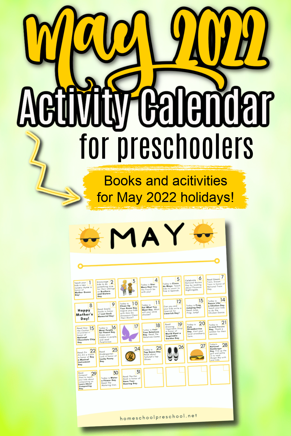 May Preschool Activity Calendar