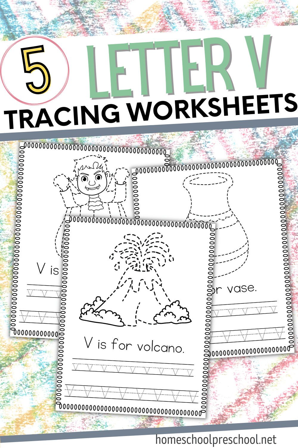 Letter V Tracing Worksheets