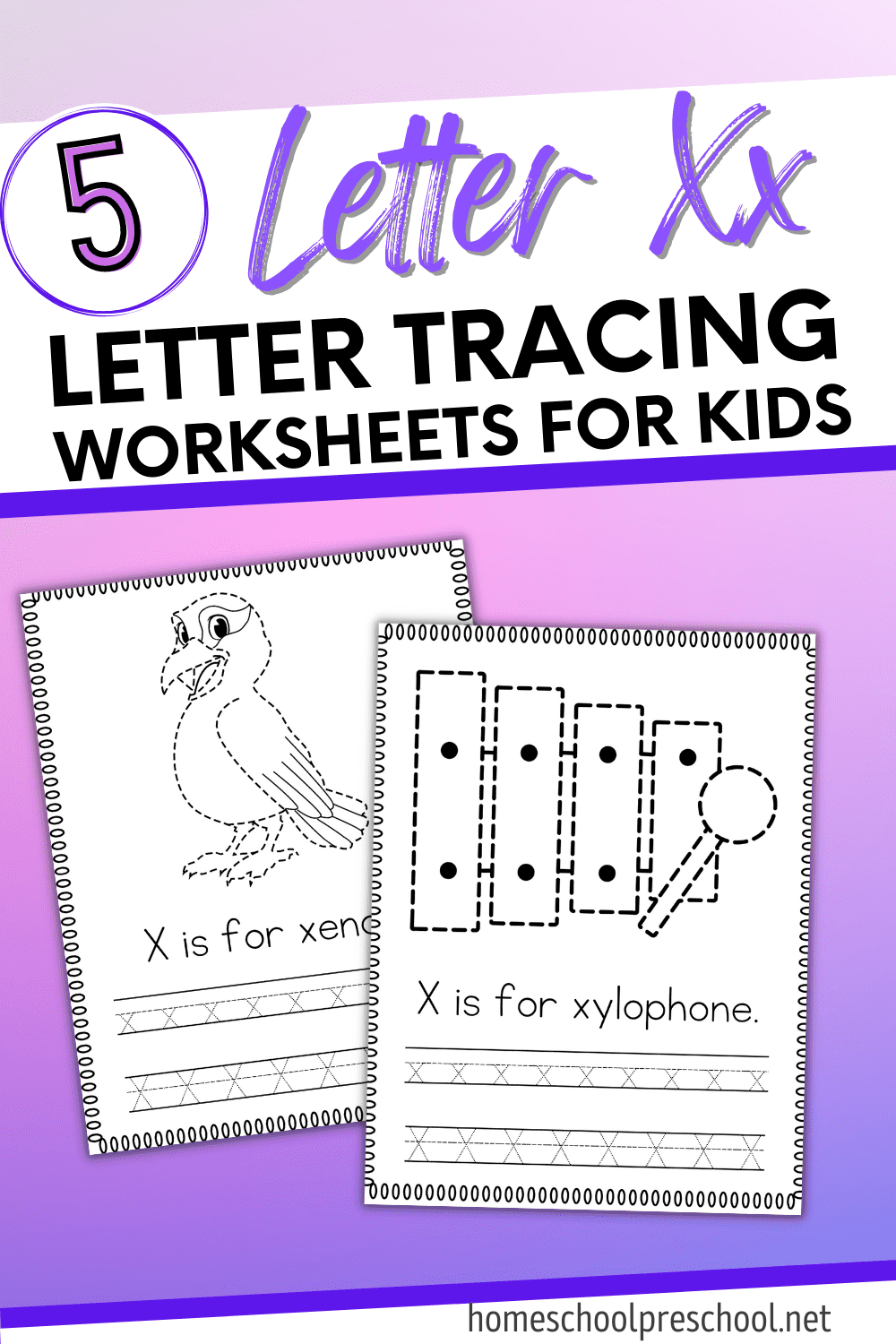 Letter X Tracing Worksheets