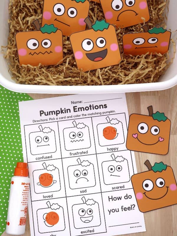 Pumpkin Emotions Sensory Bin