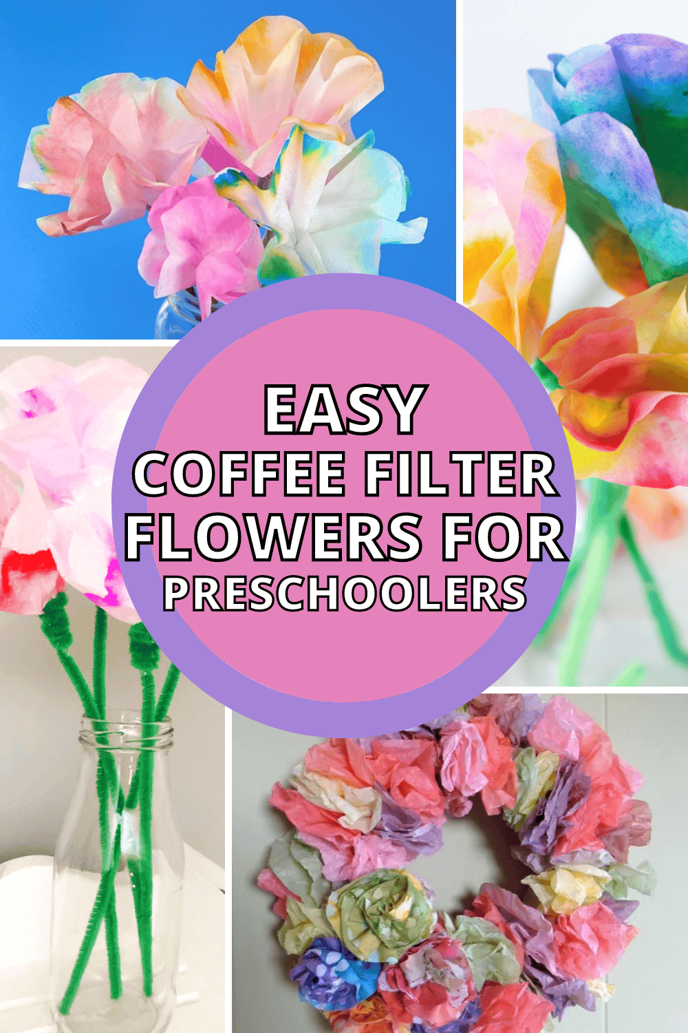 Easy Coffee Filter Flowers for Preschoolers