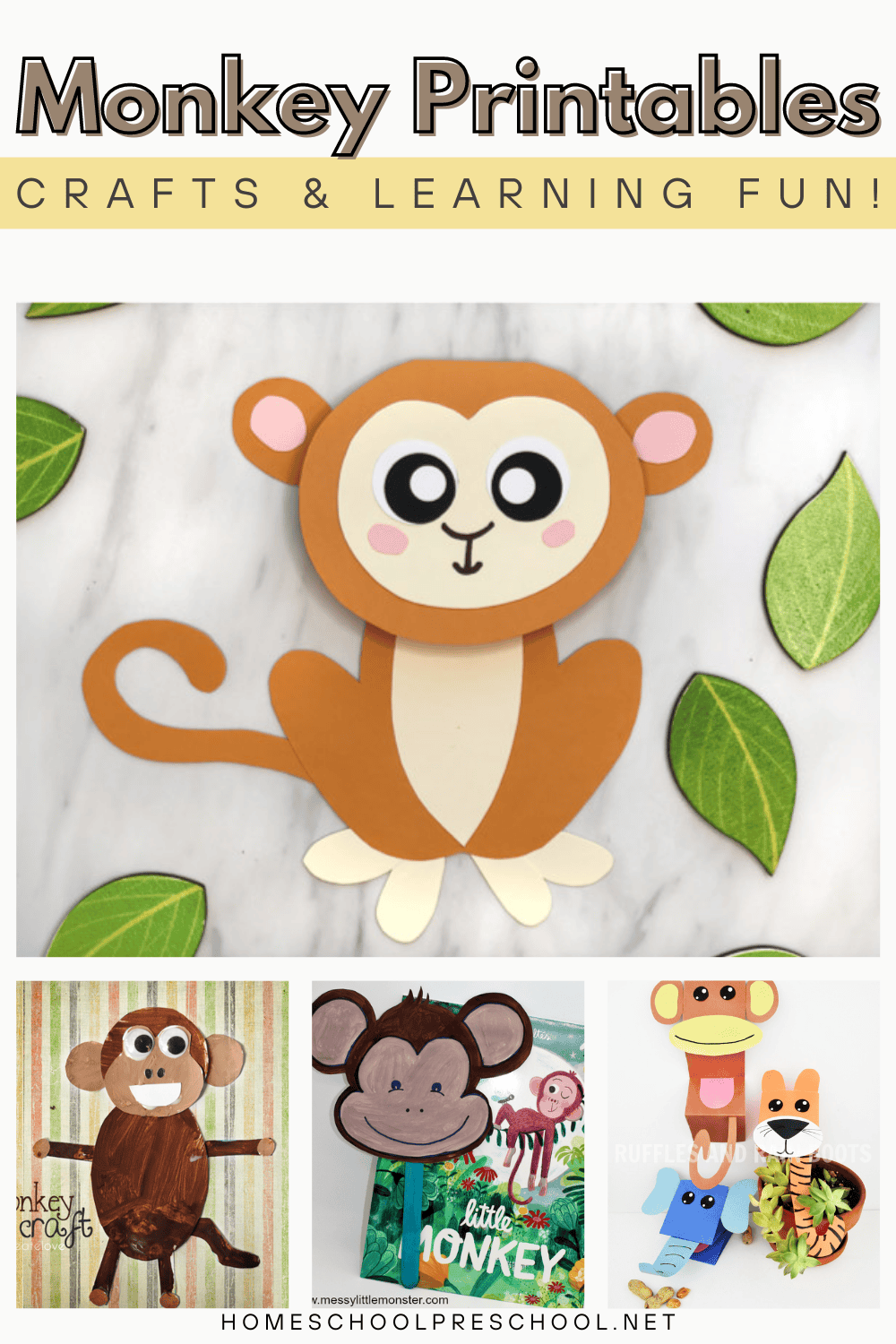 Monkey Printables for Preschoolers