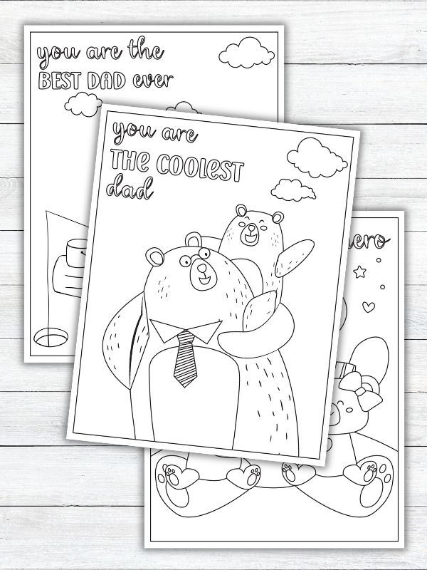 Two coloring pages with the words you are the best dad
