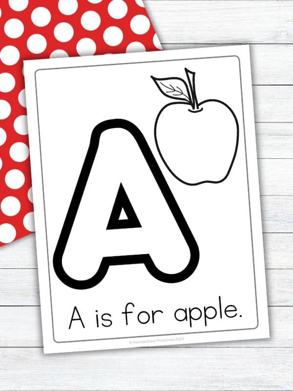 A is for Apple Coloring Page (Free Printable)