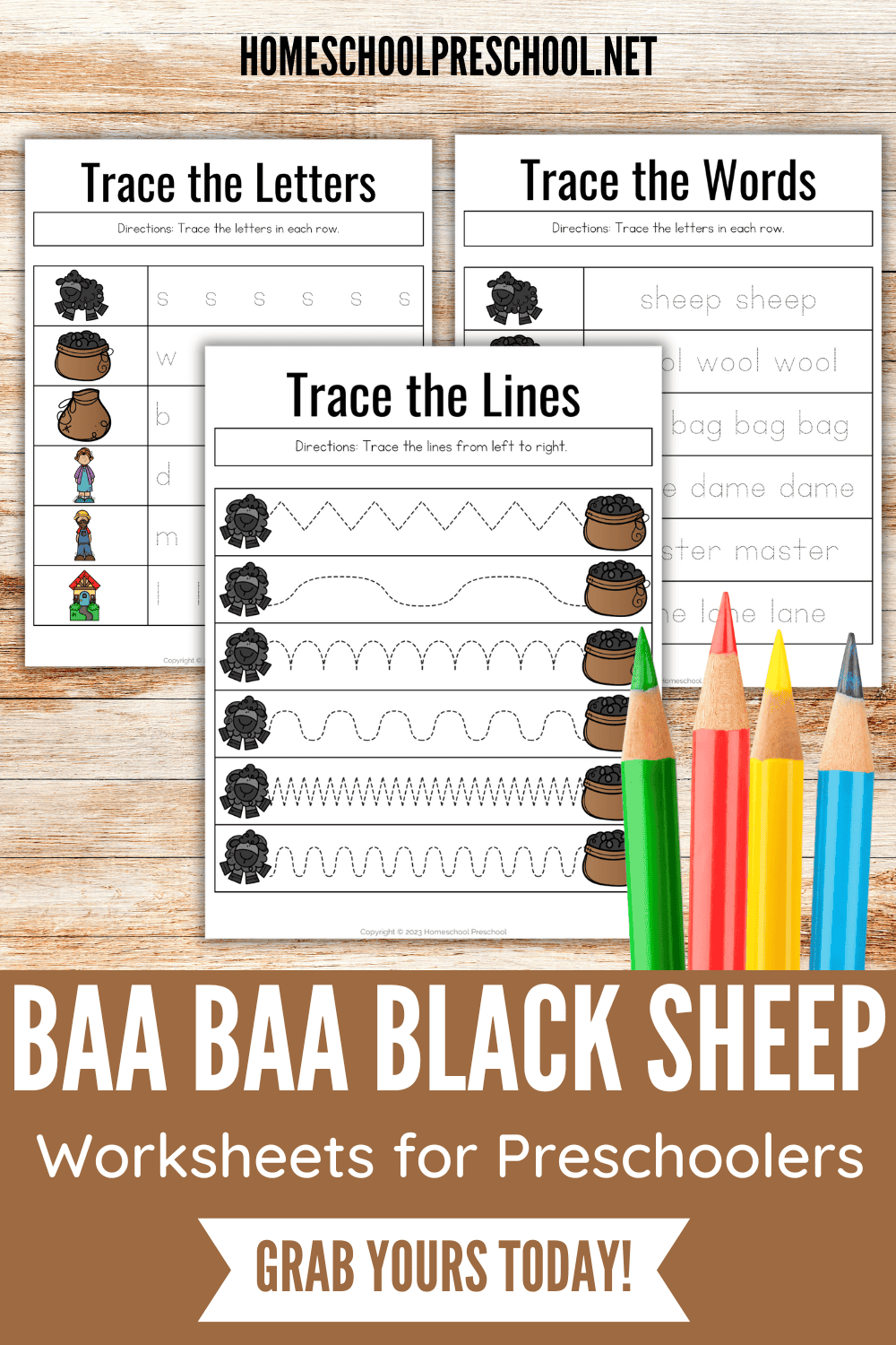 Baa Baa Black Sheep Worksheets for Preschoolers