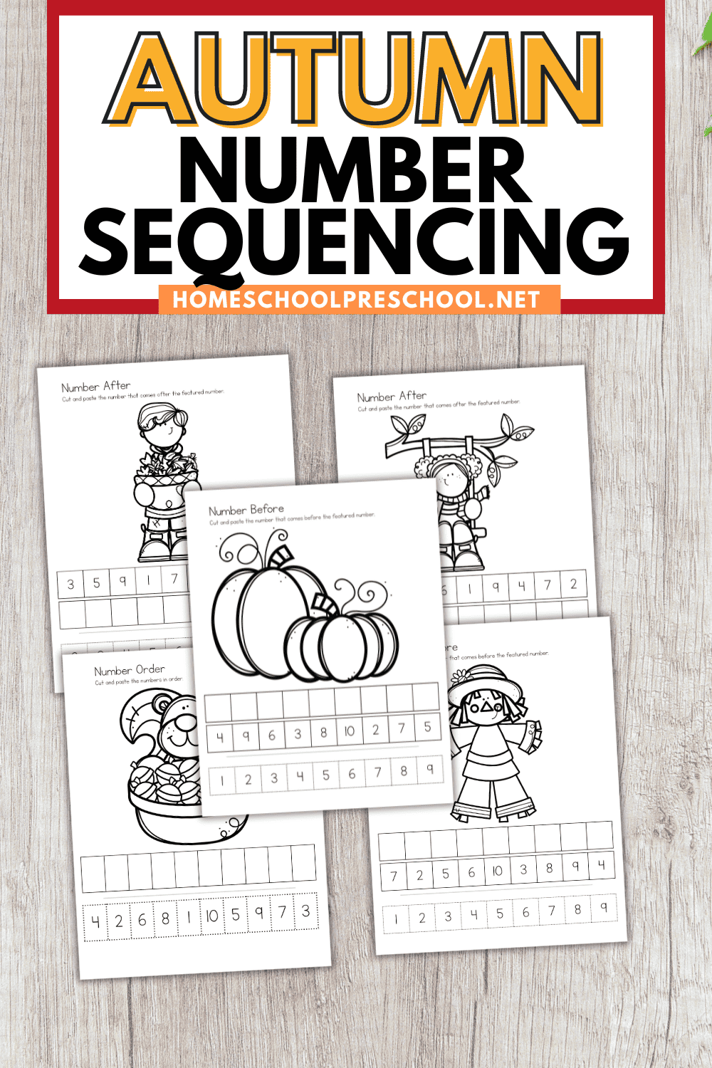 Autumn Number Sequence Worksheets