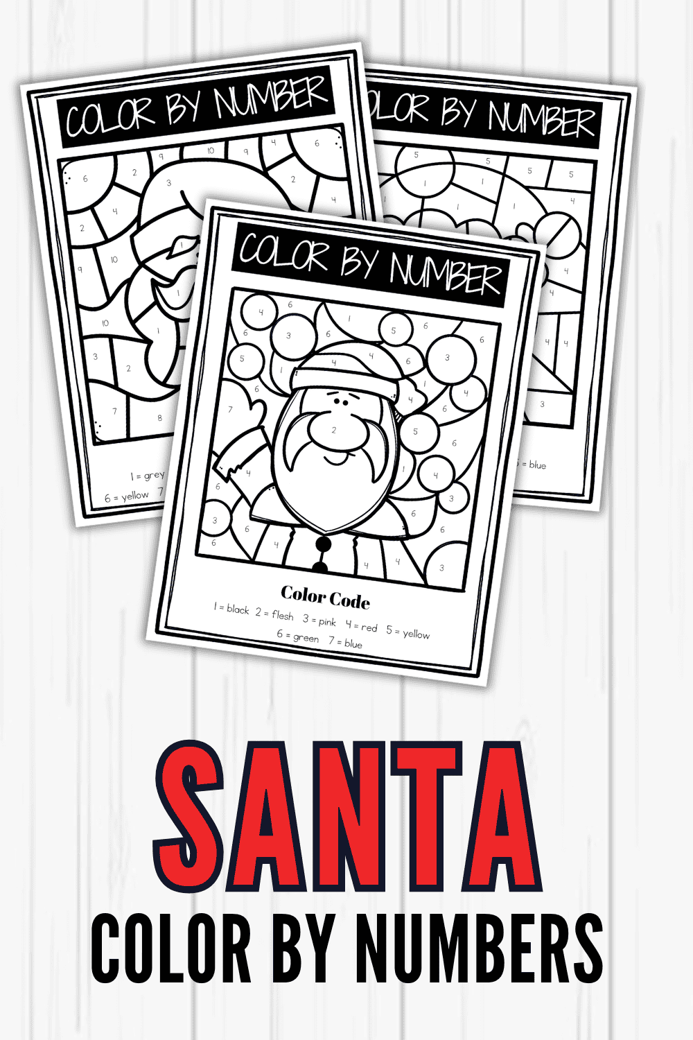 Santa Color By Number Preschool Pages