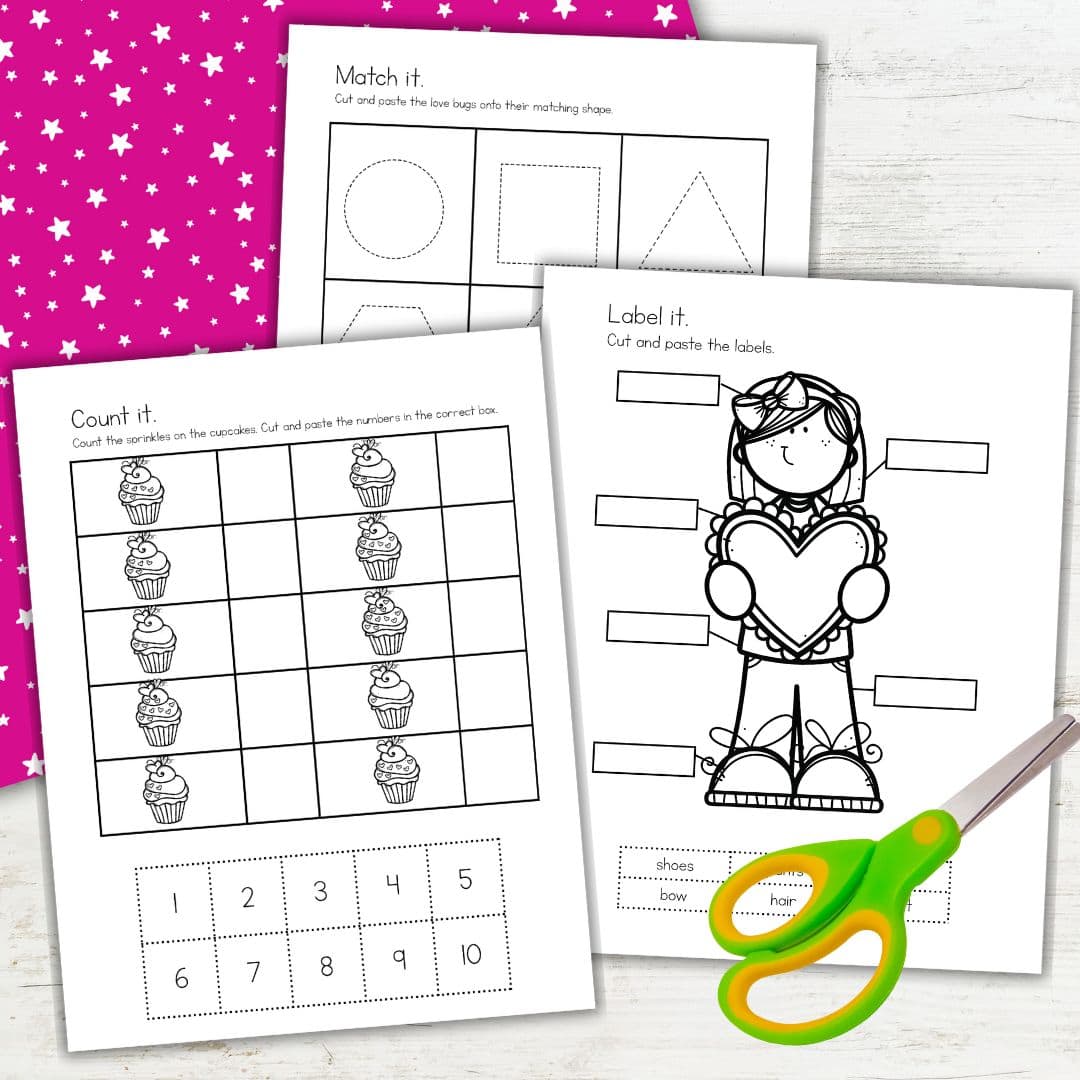 Valentine’s Day Cut and Paste Worksheets