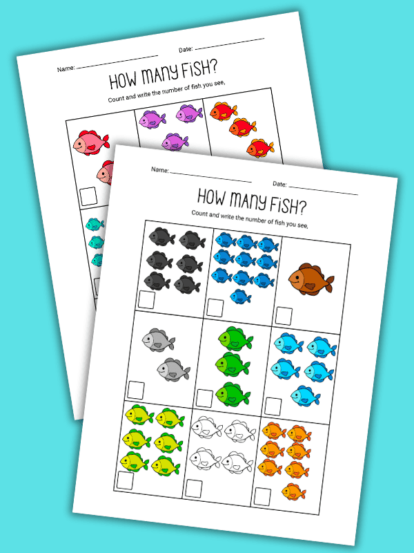 Counting Fish Worksheet for Preschool