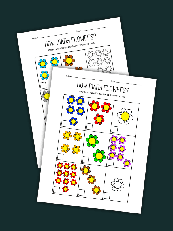 Flower Counting Worksheets