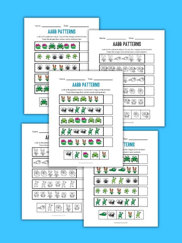 Frog AABB Pattern Worksheet