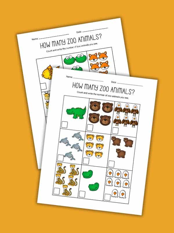Zoo Animals Counting Worksheet