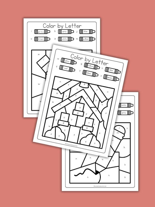 Back to School Color by Letter Worksheets