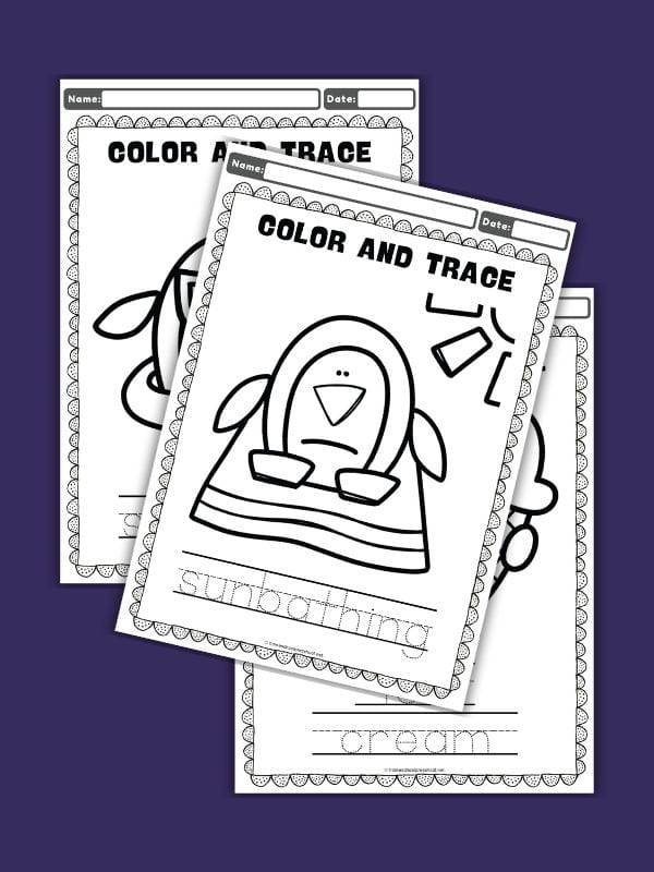 Beach Penguin Coloring Pages