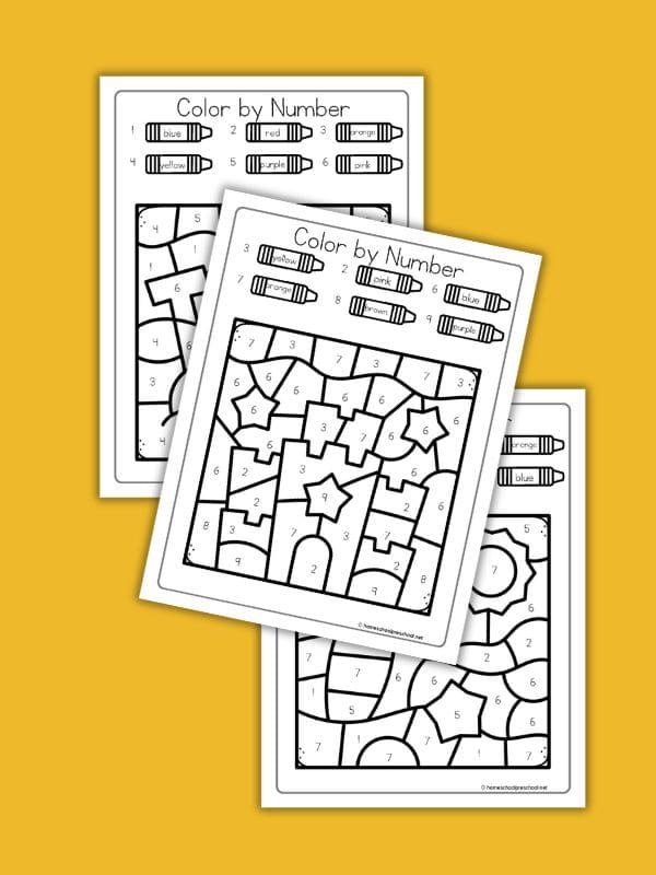 Beach Color by Number Worksheets