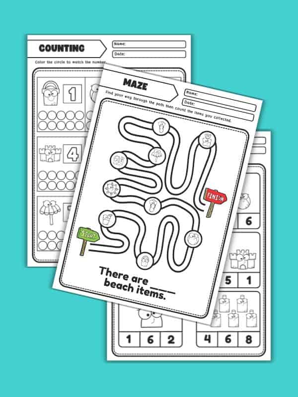 Beach Math Worksheets