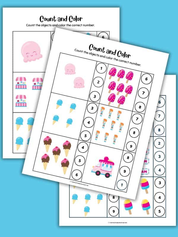 Ice Cream Counting Worksheets