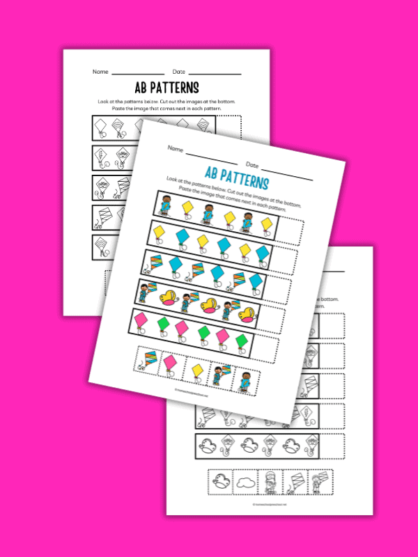Kite AB Pattern Worksheets