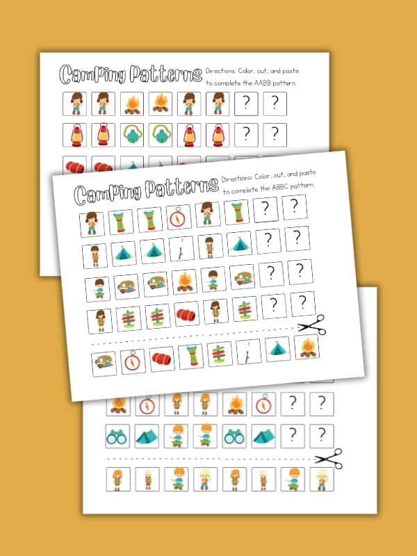 Camping Preschool Pattern Worksheets