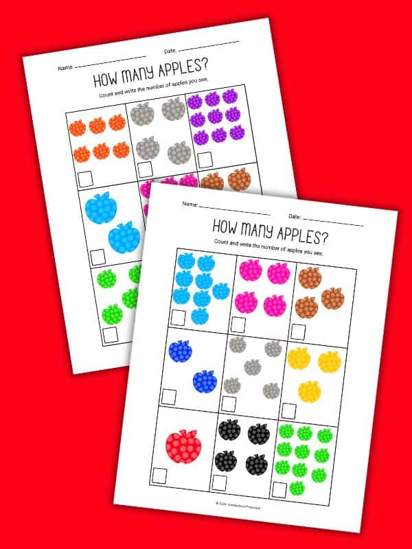 Apple Counting Worksheets