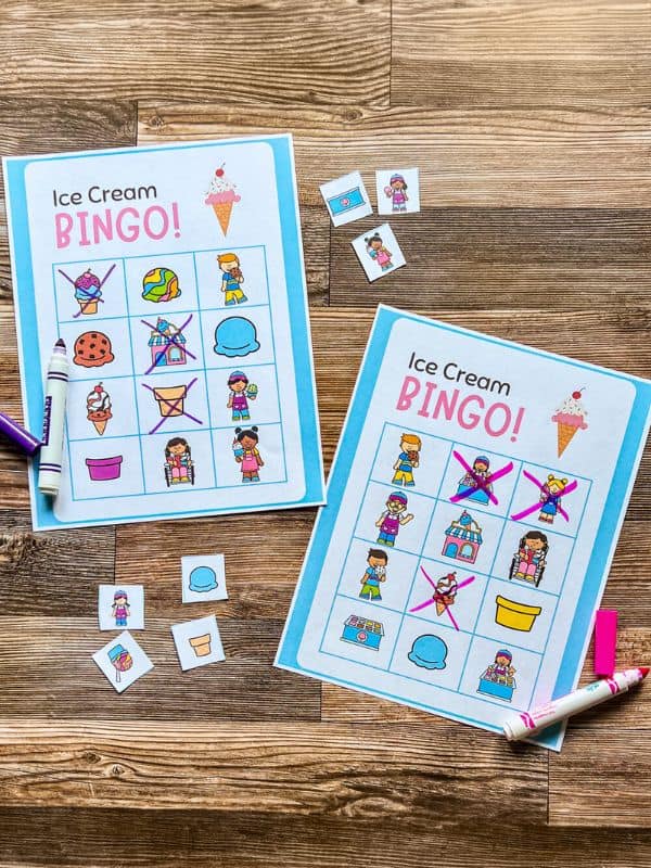 Ice Cream Preschool Bingo Printable