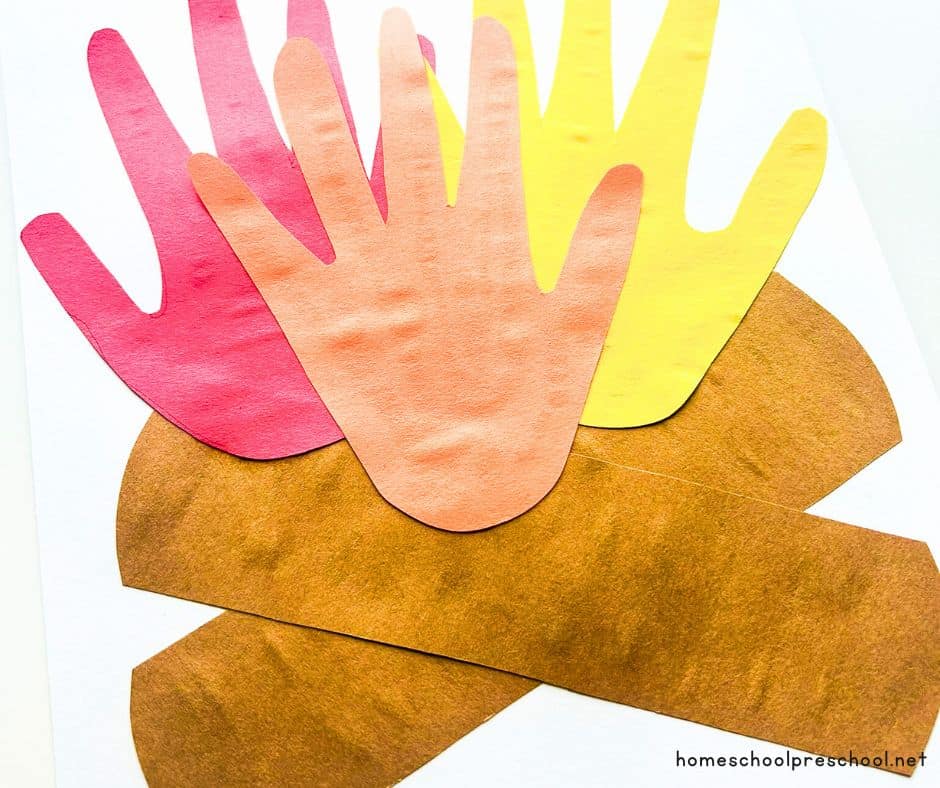 completed handprint campfire craft