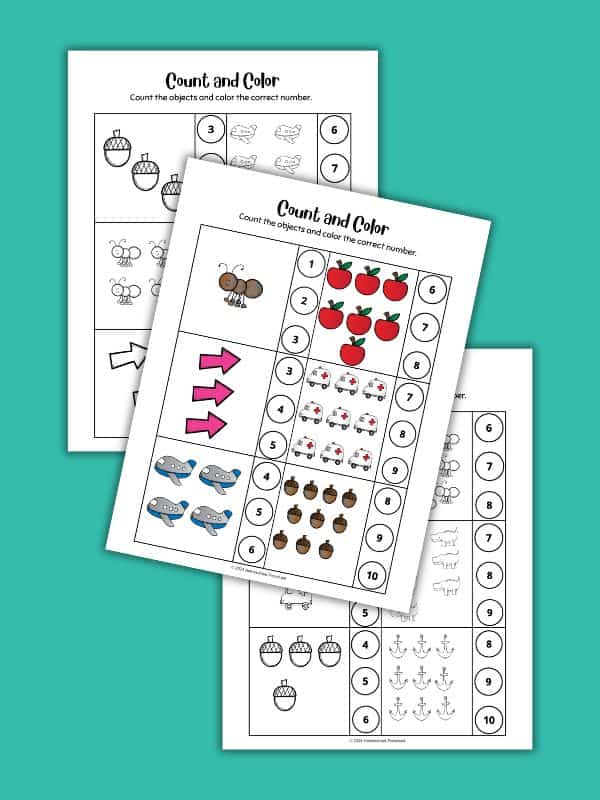 Letter A Counting Worksheets