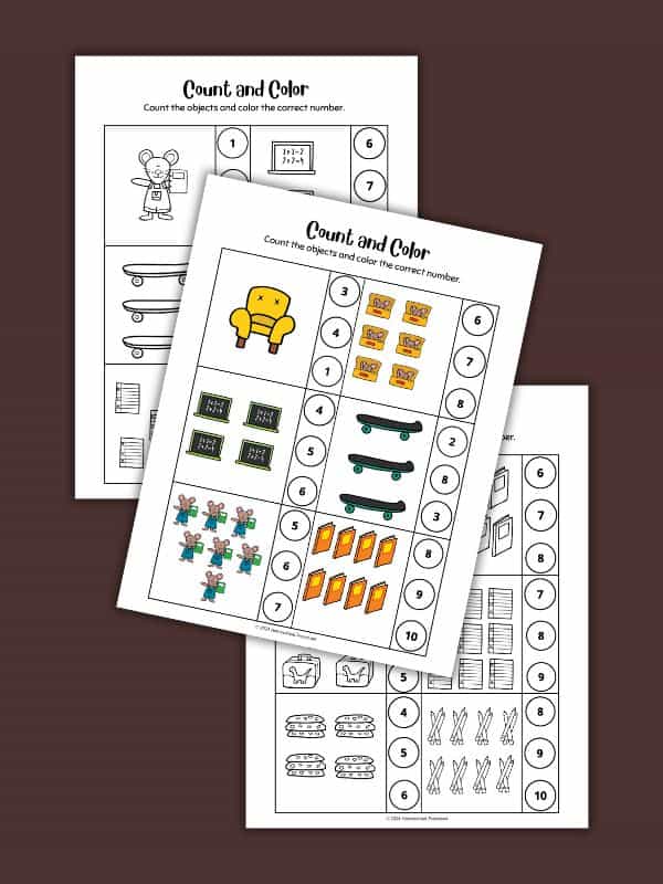 If You Take a Mouse to School Counting Worksheets