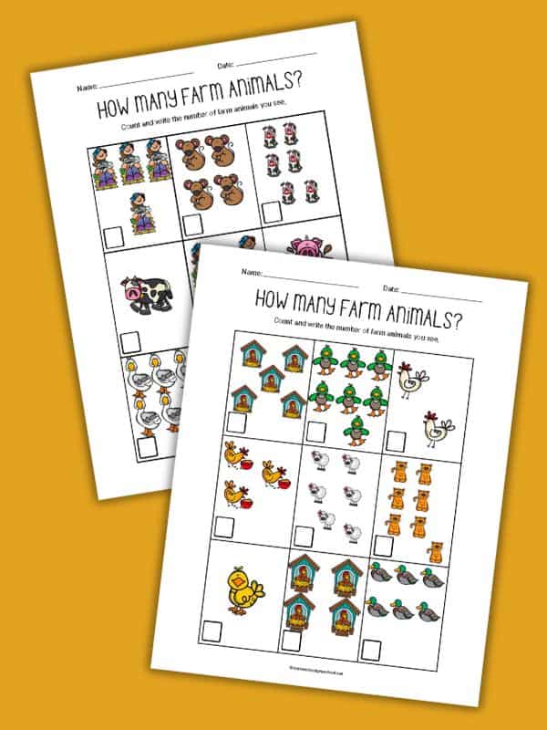Counting Farm Animals Worksheet