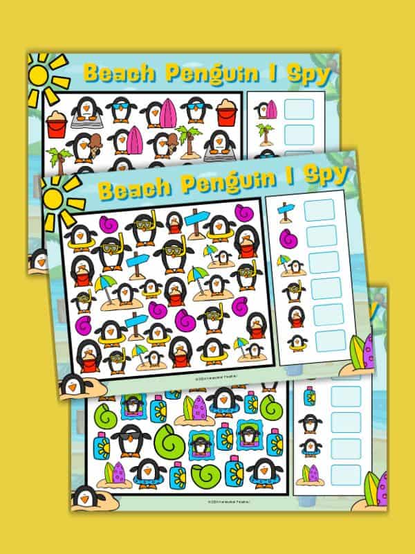 Beach Penguin I Spy Worksheets