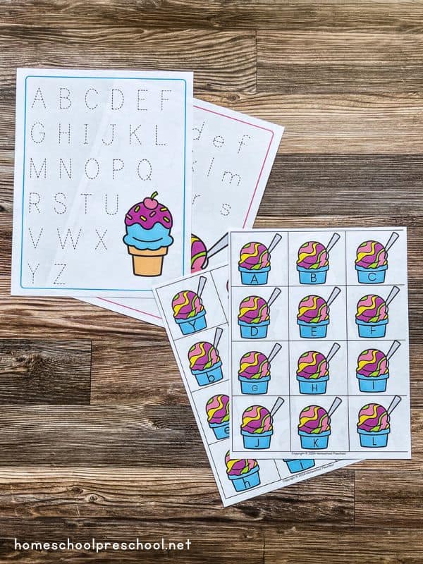Ice Cream Letter Tracing Worksheets