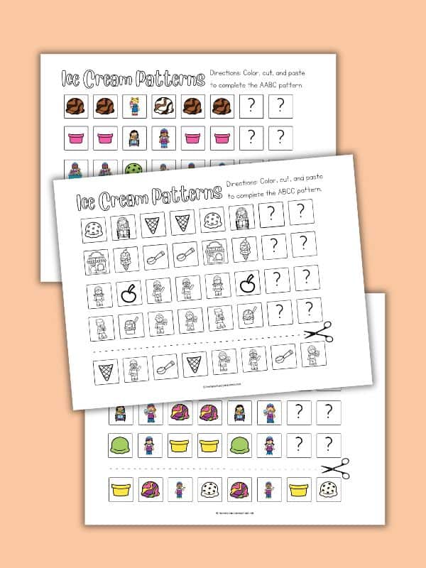 Ice Cream Pattern Worksheets