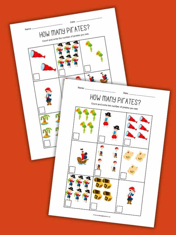 Pirate Counting Worksheets