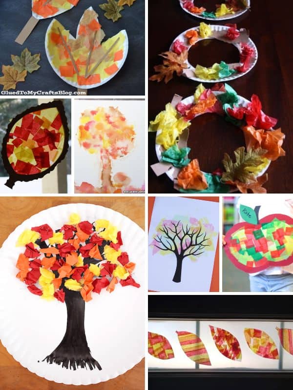 Fall Crafts with Tissue Paper