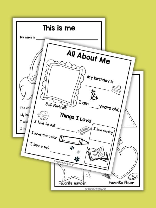 All About Me Preschool Worksheets