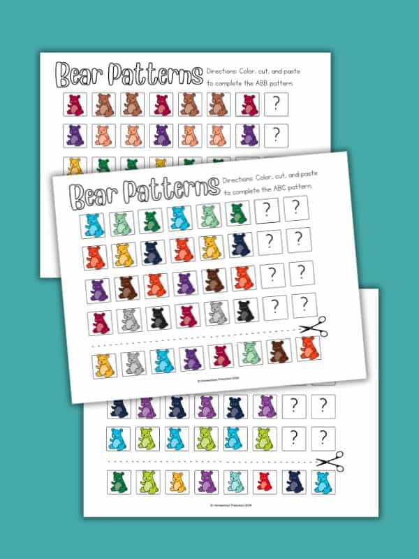 Bear Pattern Worksheets