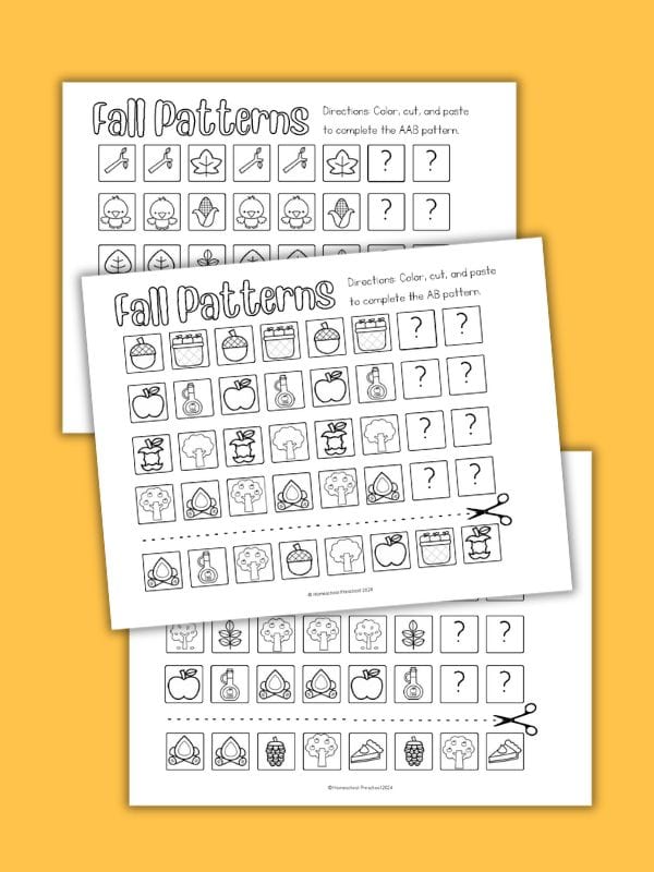 Fall Pattern Worksheets