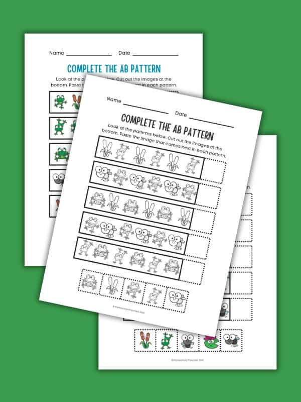 Frog AB Pattern Worksheets