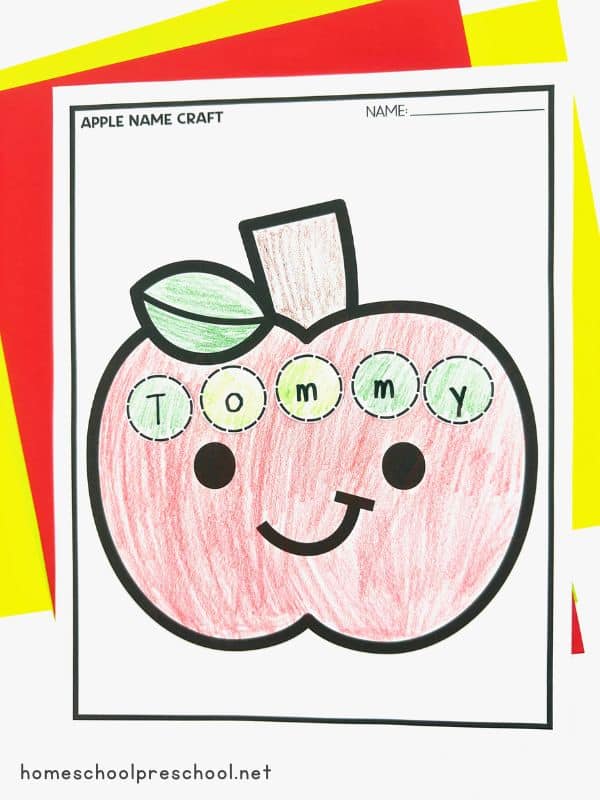 Easy Apple Name Craft for Preschool