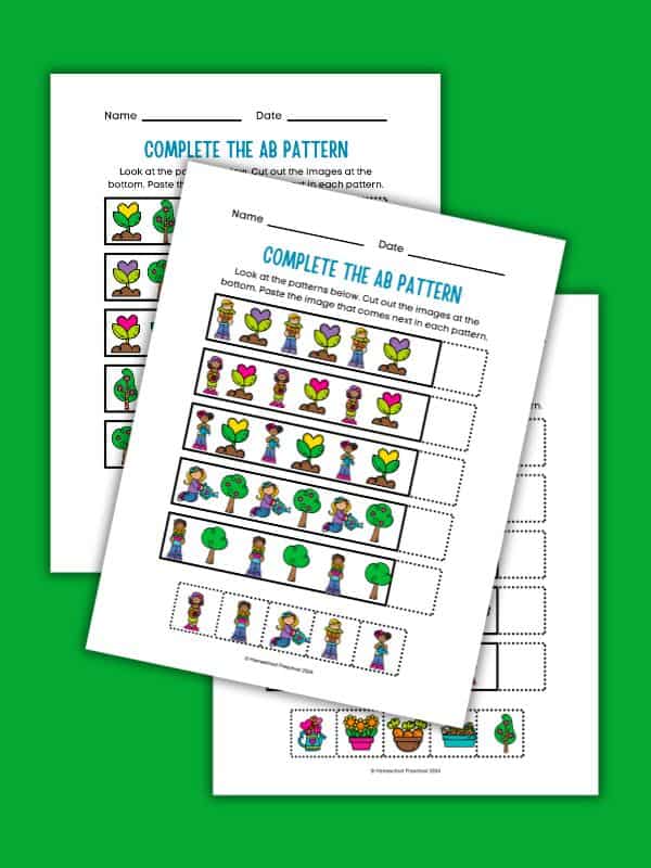 Garden AB Pattern Worksheets