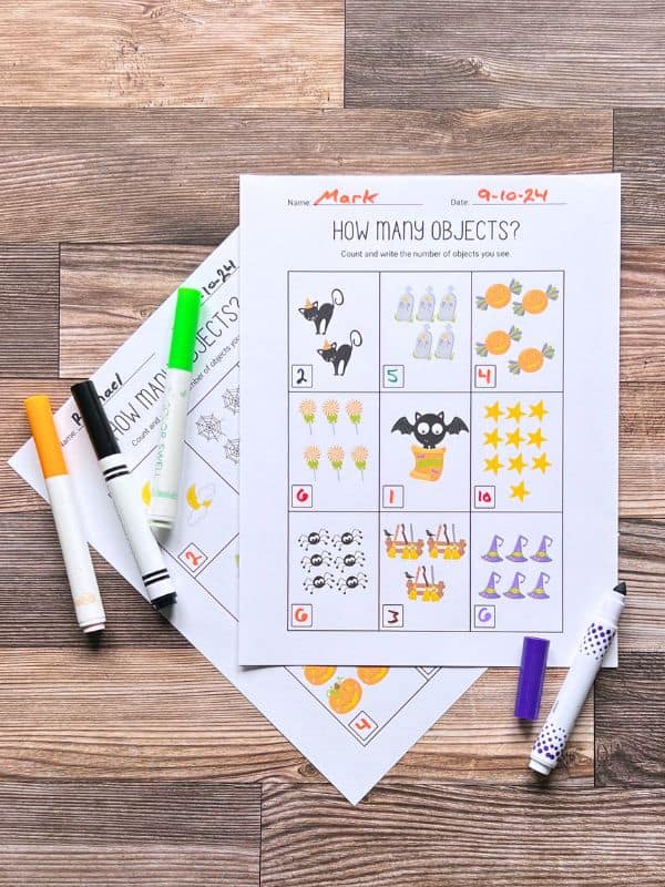 Preschool Halloween Counting Worksheets