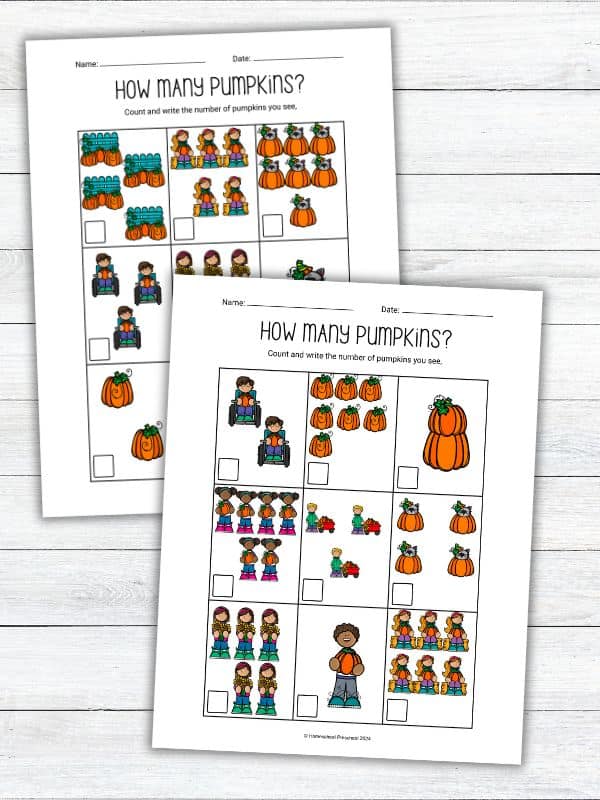 Counting Pumpkins Worksheets