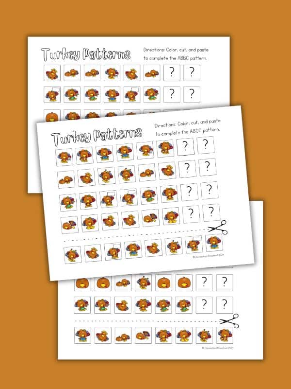 Turkey Patterns for Preschool