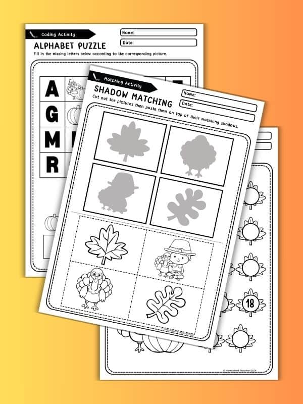 Pilgrim Worksheets for Preschoolers