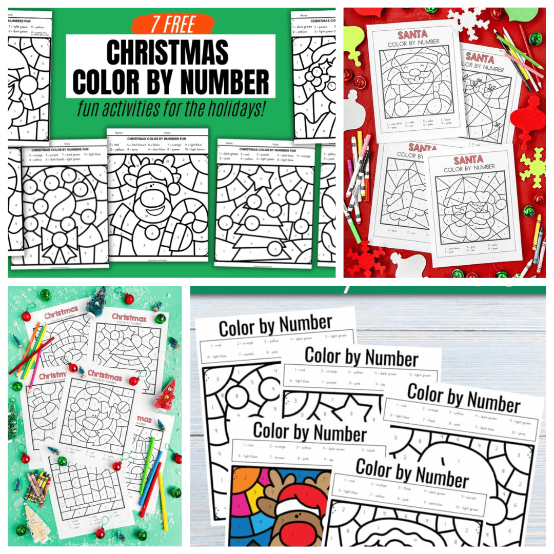 Christmas Color by Number Worksheets