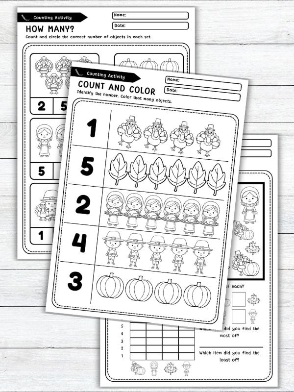 Free Pilgrim Worksheets for Preschoolers