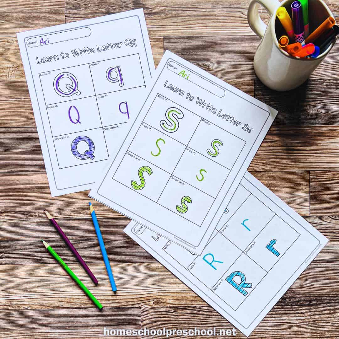 Learning to Write the Alphabet Worksheets