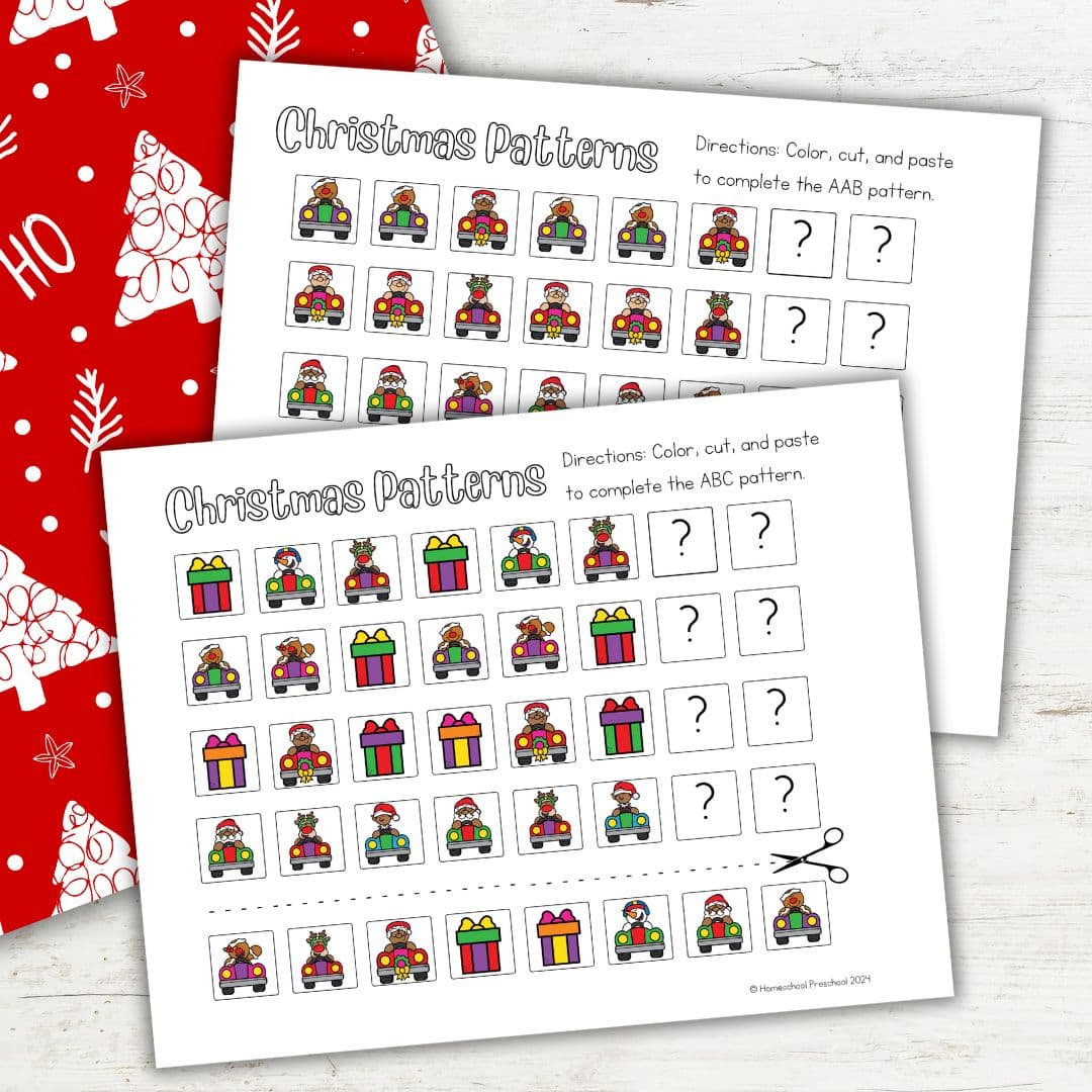 Christmas Pattern Worksheets