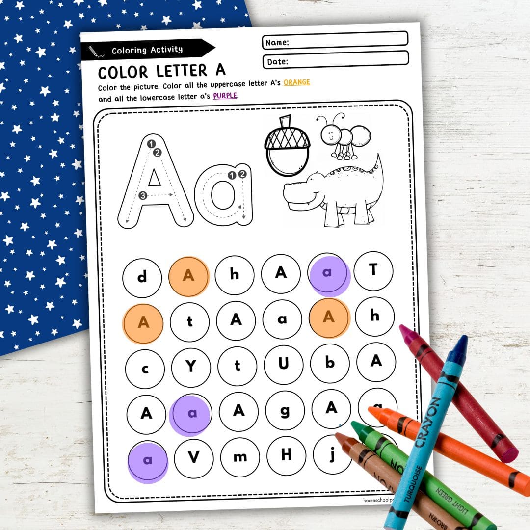 Color the Letter A Worksheets
