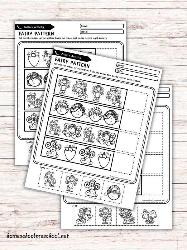 Fairy Pattern Sequencing Worksheets